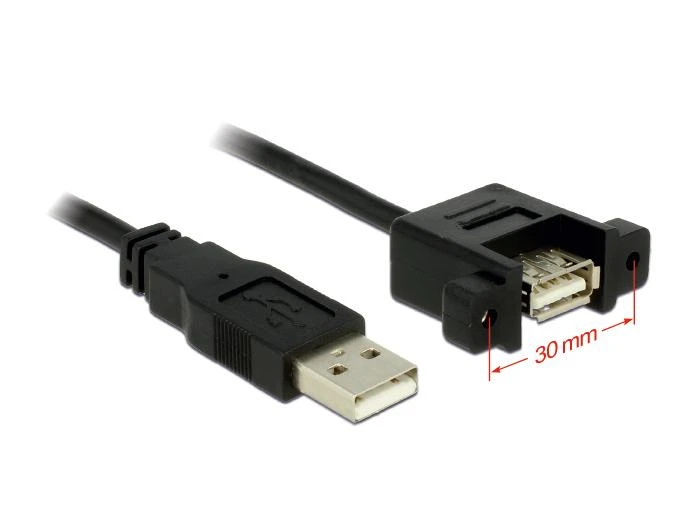 Delock Cable USB 2.0 A tipo kištukas > USB 2.0 A tipo lizdas, skirtas montuoti 1 m