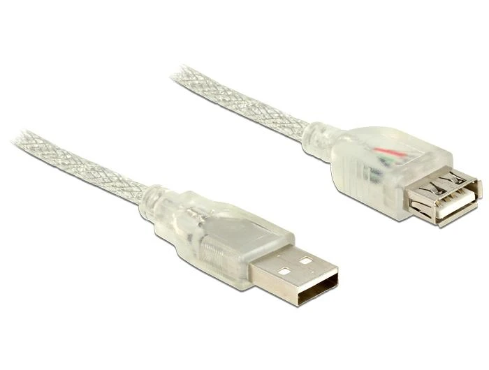 DELOCK ilgintuvas USB 2.0 tipo A kištukinis > USB 2.0 Type-A moteriškas 1 m skaidrus