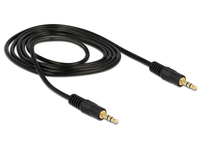 Juodas 3,5 mm audio kabelis su 3 kontaktu kištukais