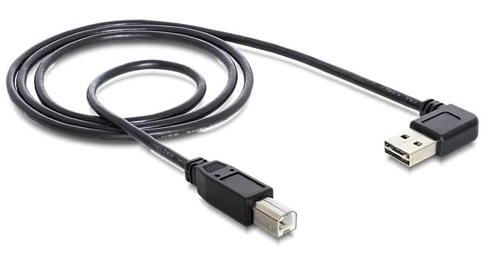 Sonstige KABELIS USB-A(M) KAMPINIS LEWO/PRAWO->USB-B(M) 2.0 1M EASY-USB JUODA DELOCK