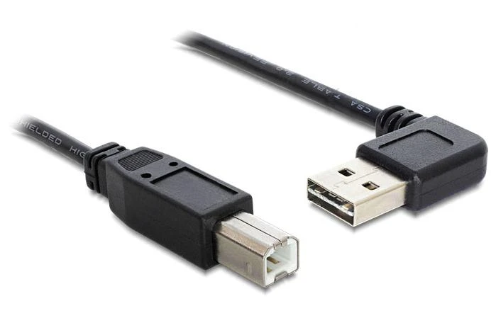 Sonstige KABELIS USB-A(M) KAMPINIS LEWO/PRAWO->USB-B(M) 2.0 1M EASY-USB JUODA DELOCK