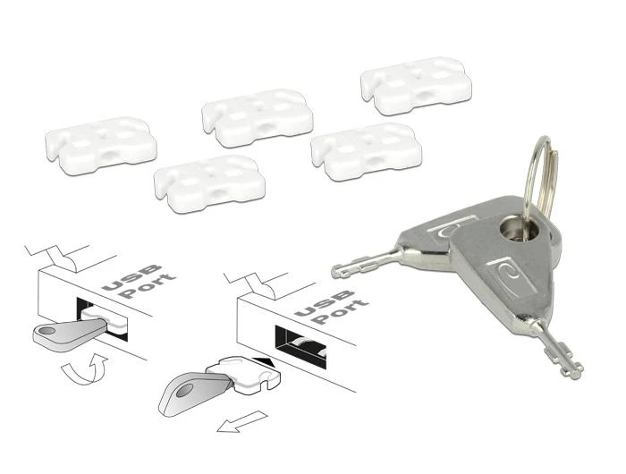 Delock USB prievadų blokatorius (5vnt) + 2x raktai