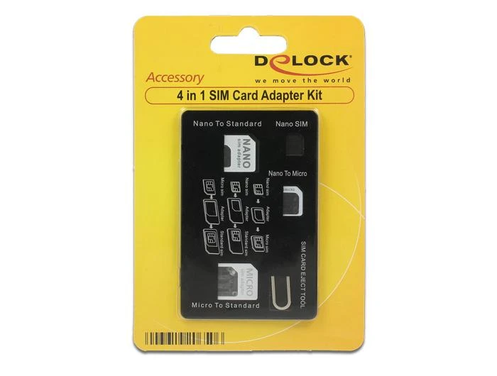Delock 4 viename SIM adapterių rinkinys pakuotėje