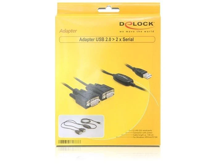 USB adapteris Delock USB - RS- 232 x2 Juodas (61886)