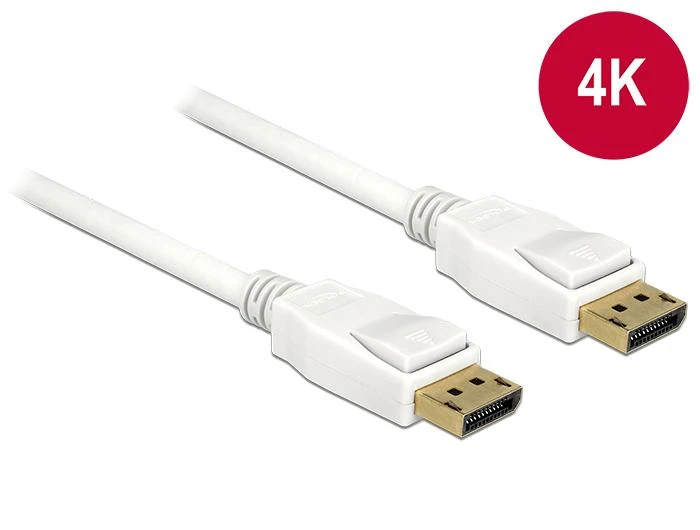 Baltas DisplayPort 3m kabelis su 4K žyma