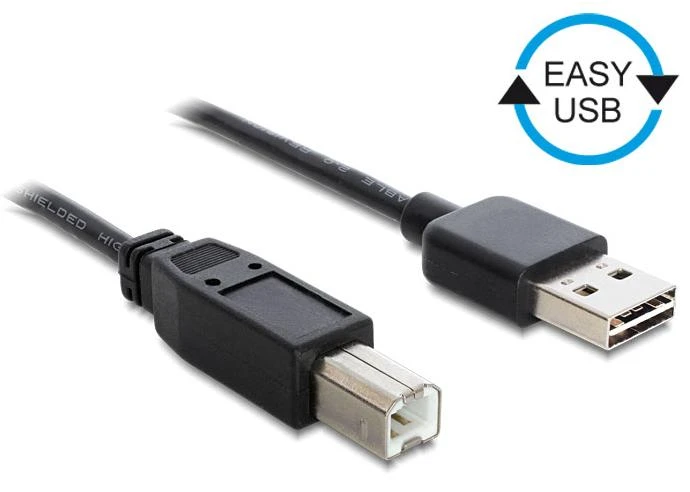 DeLOCK 83360 kabelis EASY USB A į USB B USB 2.0 tipo A kištukas į USB 2.0 tipo B kištukas 3 m juodas