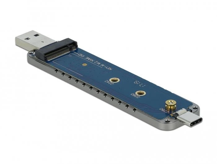 M.2 NVMe adapterio plokštė su USB-A ir USB-C jungtimis