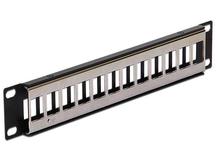 PATCH PANEL 12 PORT 1U DO MODUŁÓW 10" KEYSTONE JUODA DELOCK