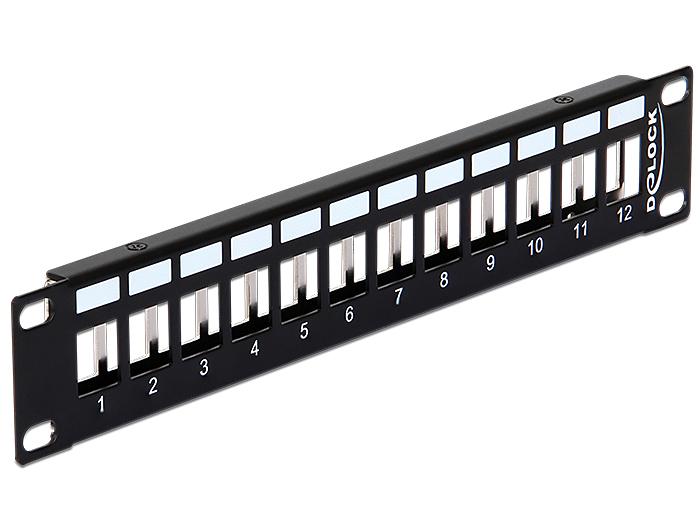 PATCH PANEL 12 PORT 1U DO MODUŁÓW 10" KEYSTONE JUODA DELOCK