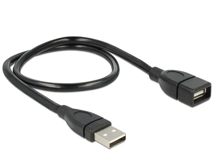 Kabelis DELOCK USB 2.0, 0,5 m, juodas / 83499