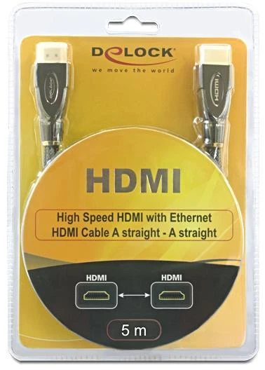 Delock kabelis HDMI A kištukas > HDMI A kištukas tiesus / tiesus 5 m Premium