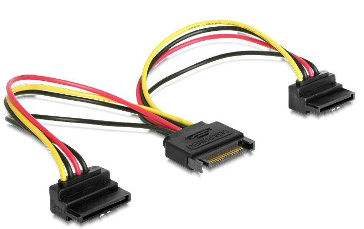 DELOCK Kabelis Power SATA 15 Pin > 2 x SATA HDD mit Metallclip– gewinkelt