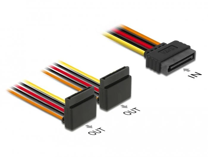 Delock DeLOCK 60170 maitinimo kabelis, 0,15 m, SATA 15 kontaktų, 2 x SATA 15 kontaktų, vyriškas, moteriškas, tiesus