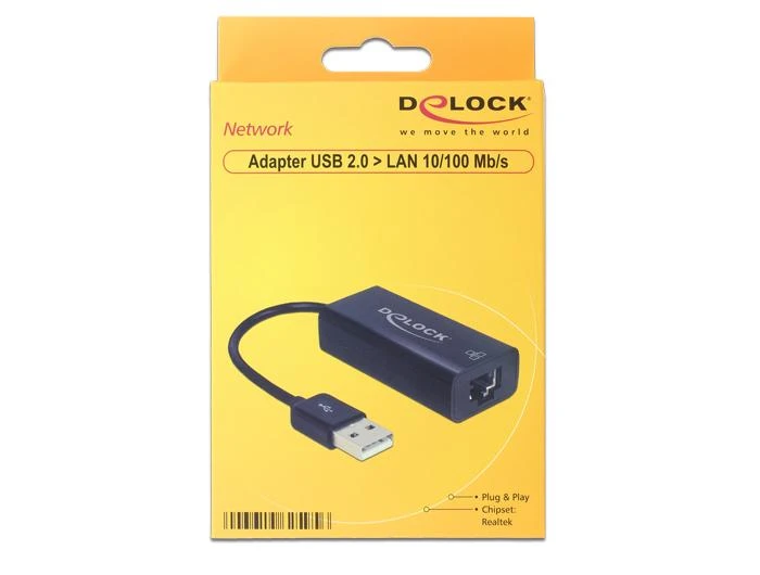 Delock USB 2.0 į LAN adapteris pakuotėje