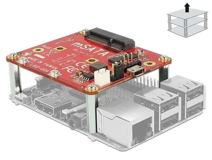 Delock konverteris su mSATA jungtimi Raspberry Pi
