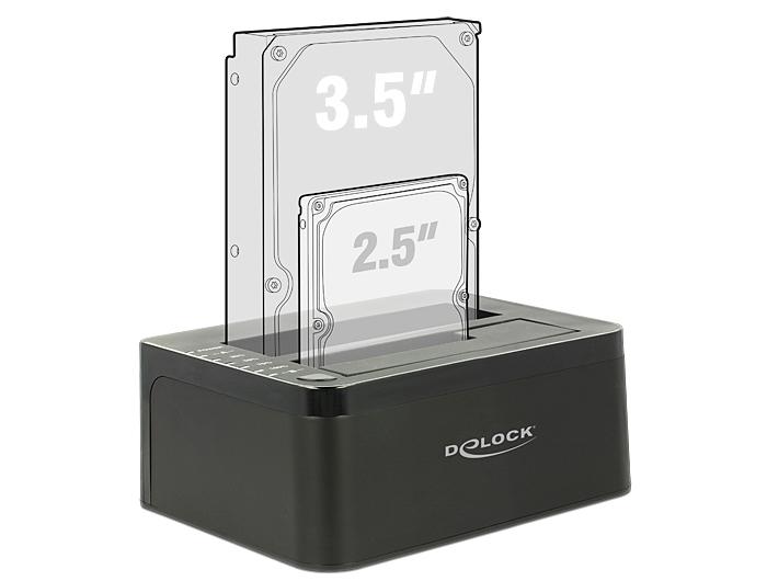 Delock Doko stotelė HDDx2 Sata 2,5/3,5 USB 3.0