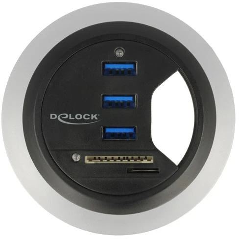 Delock 60mm stalo HUB su USB ir kortelių skaitytuvu