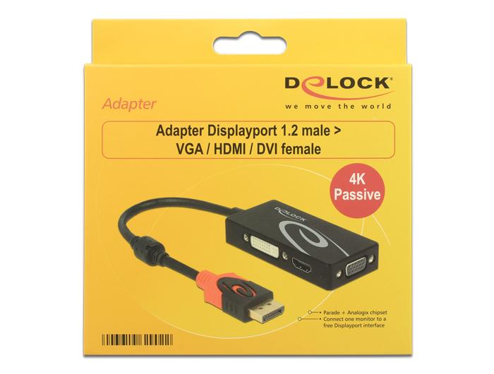 Delock Adapteris Displayport 1.2 vyriškas VGA/HDMI/DVI