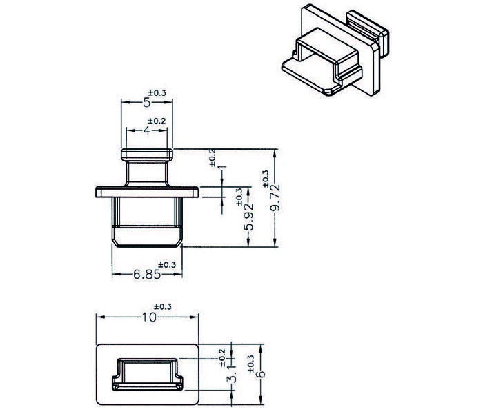 USB Mini dangtelio techninė schema