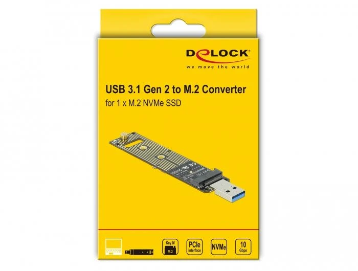 Delock M.2 NVMe į USB keitiklis pakuotėje