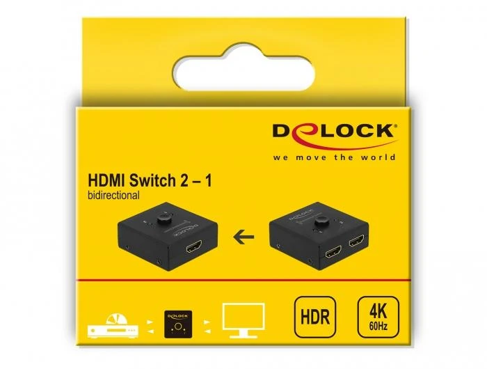 Delock dvikryptis HDMI jungiklis pakuotėje