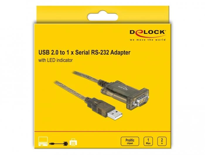 „Delock“ adapteris USB 2.0 A tipo > 1 x serijinis DB9 RS-232