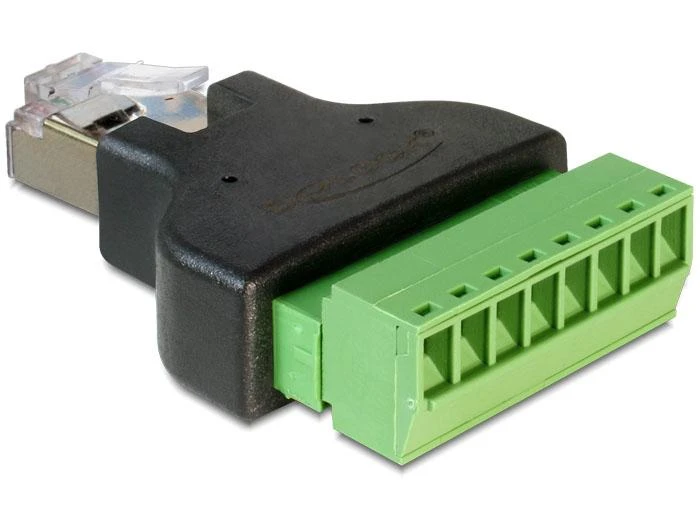 Delock RJ45 adapteris su žaliu 8 kontaktų gnybtų bloku