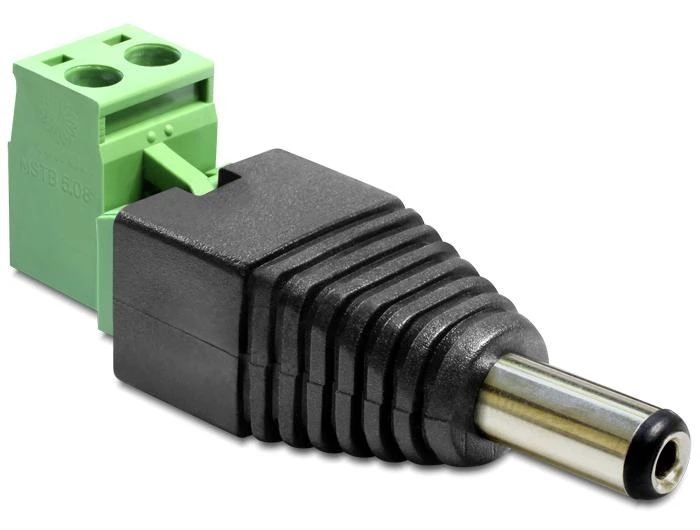 2 kontaktų terminalo blokas su DC 2,1x5,5 mm kištuku