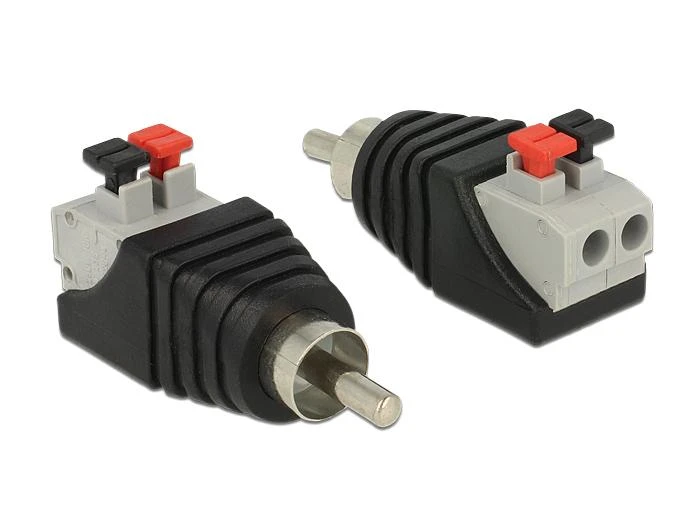 RCA adapterių pora su fiksavimo mygtukais