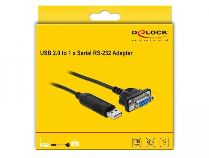 Delock Adapteris USB 2.0 Type-A iki 1 x serijos RS-232 DB9