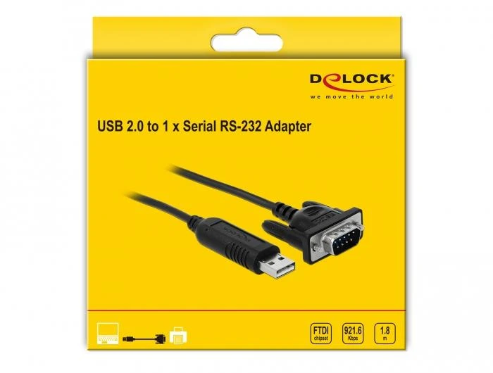 Delock USB į RS-232 konverteris geltonoje pakuotėje