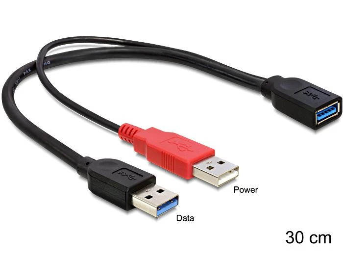Sonstige DELOCK kabelis USB 3.0 Y – Buchse 1x > USB 3.0-A ST+ USB 2.0-A ST 30cm