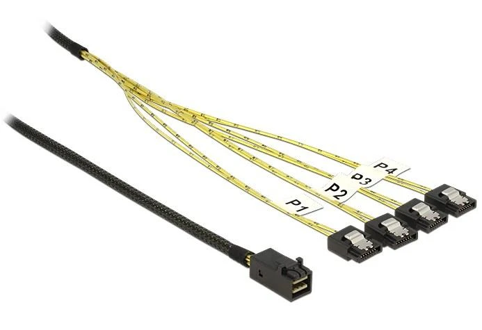 Delock Cable Mini SAS HD SFF 8643 x4 > 4x SATA 1 m