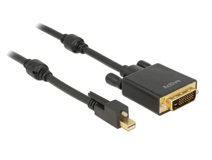 Juodas mini DisplayPort į DVI adapteris su varžtais