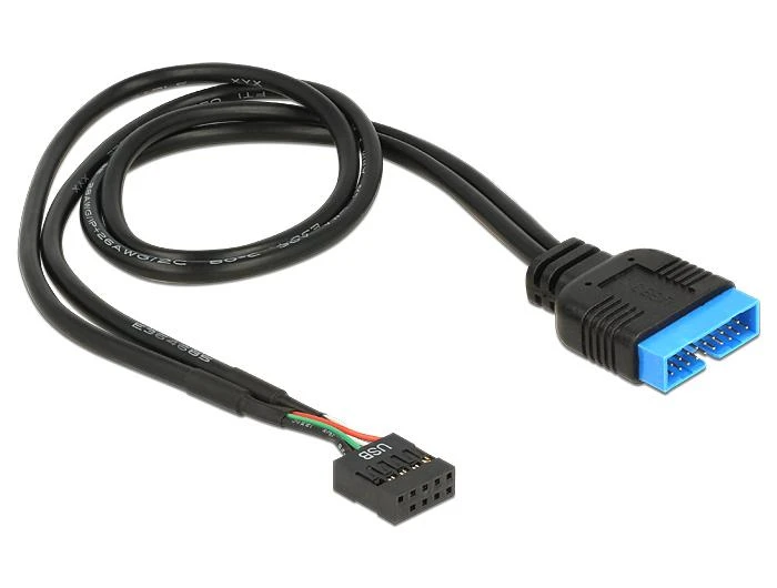 Delock USB 19 pin - USB 9 pin, 0.45m, Juodas (83776)