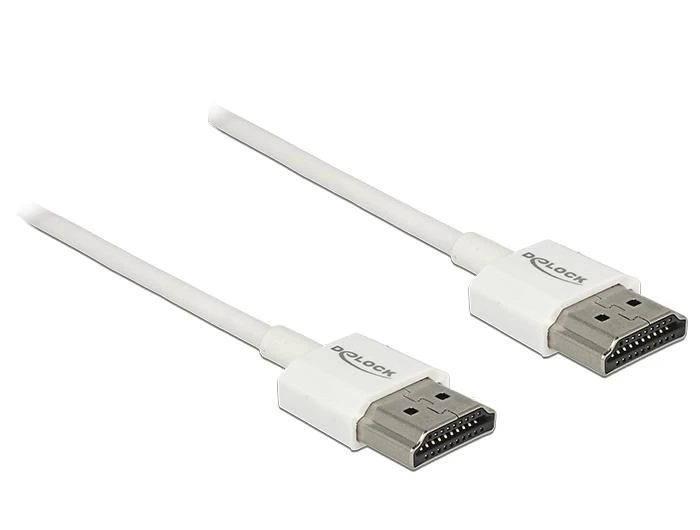 Delock HDMI laidas su baltomis jungtimis
