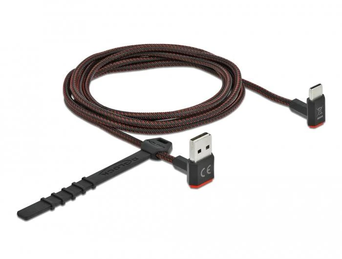 Kabelis USB Delock USB-A - USB-C 2 m Juodai-raudona (85278)