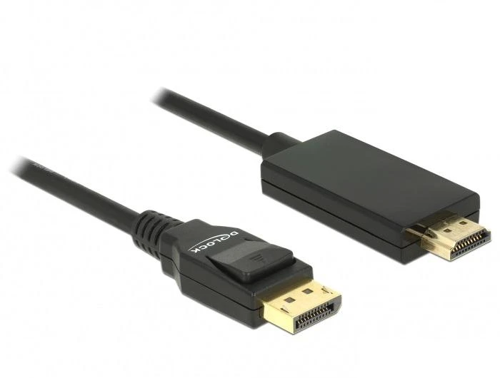 Delock DP į HDMI laidas su aukso spalvos jungtimis
