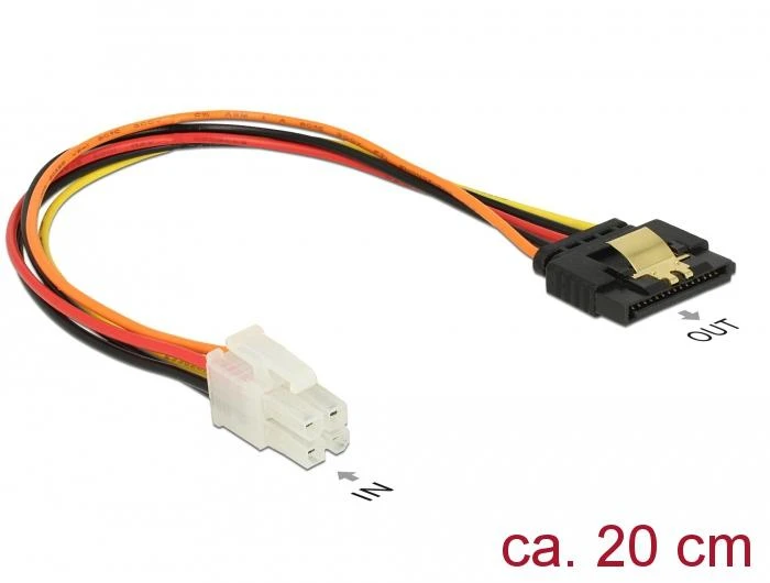 Delock SATA 15-pin - 4-pin, 0.2 m, Oranžinė (85519)