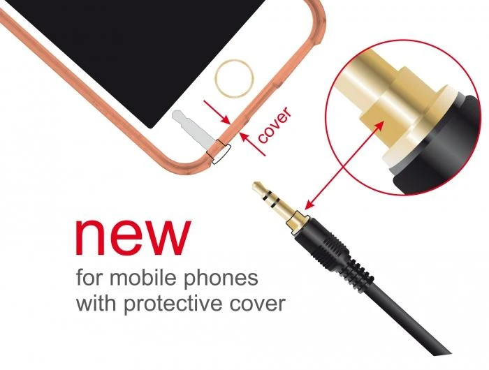 Delock 3,5 mm laidas su prailgintu kištuku telefonams