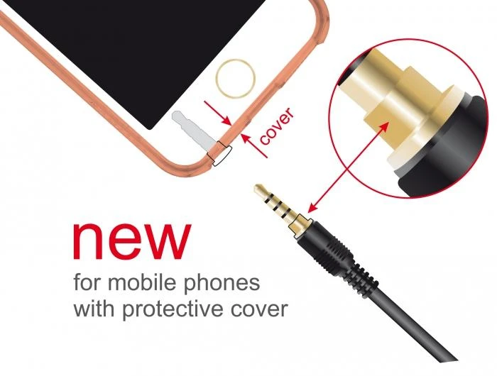 3,5 mm garso kabelis telefonams su apsauginiu dėklu