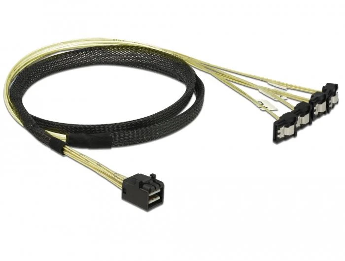 DELOCK SAS-Kabelis MiniSAS HD SFF-8643 > 4xSATA 7Pin gew. 1.0m