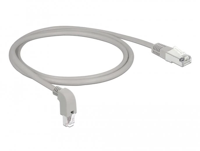 Delock Netzwerkkabel RJ45 Cat.6A S/FTP unten gewinkelt / gerade 1 m