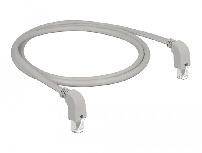 Delock Netzwerkkabel RJ45 Cat.6A S/FTP unten / unten gewinkelt 1 m