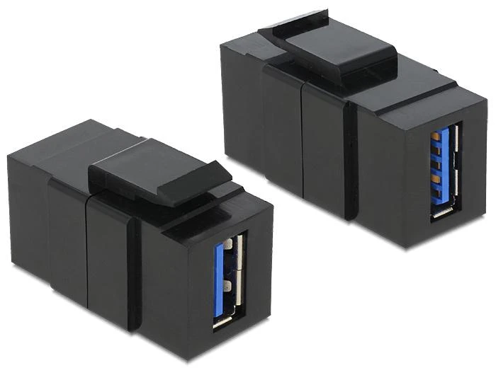 Du juodi USB 3.0 Keystone moduliai