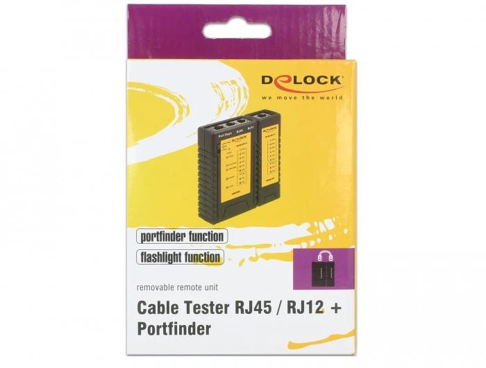 DLC DeLOCK 86407 tinklo laidų tikrintuvas Susuktų kabelių testeris Juoda