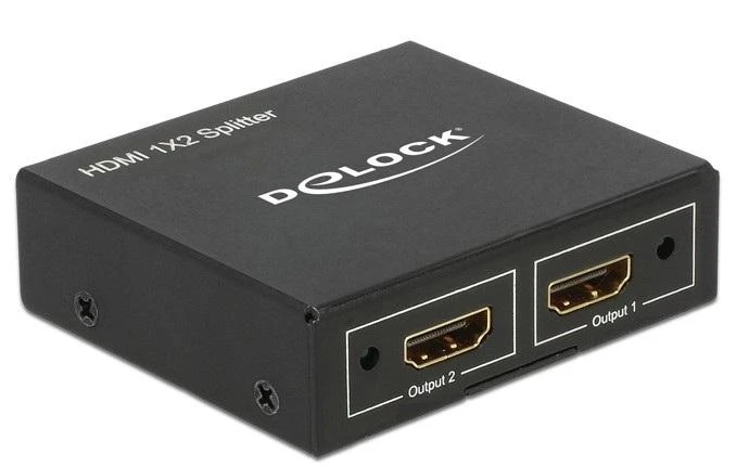 Delock HDMI skirstytuvas, priekinis vaizdas su dviem išvestimis
