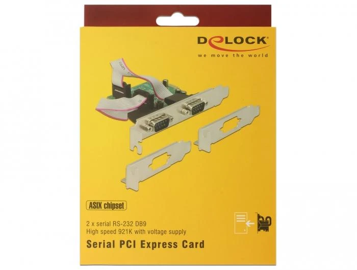 Delock PCI Express x1 Karte zu 2 x Seriell RS-232 High Speed 921K mit Spannungsversorgung