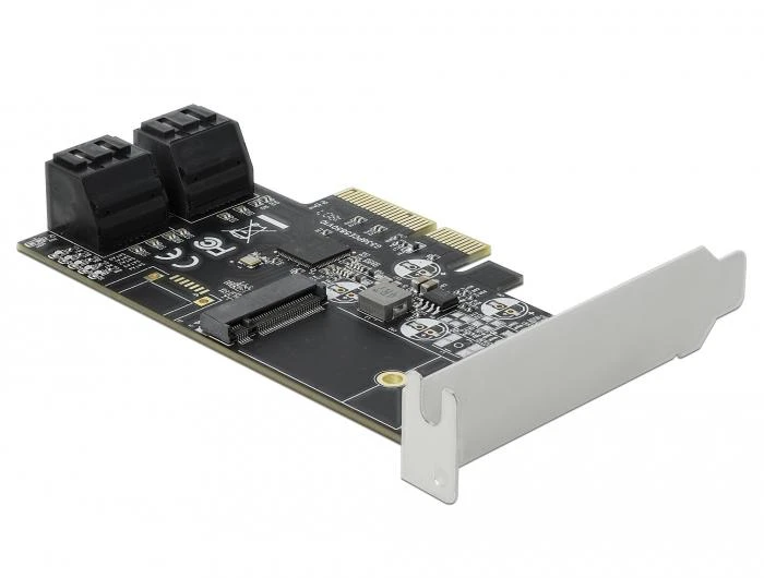 Delock 4 prievadų SATA ir 1 lizdas M.2 Key B PCI Express x4 kortelė