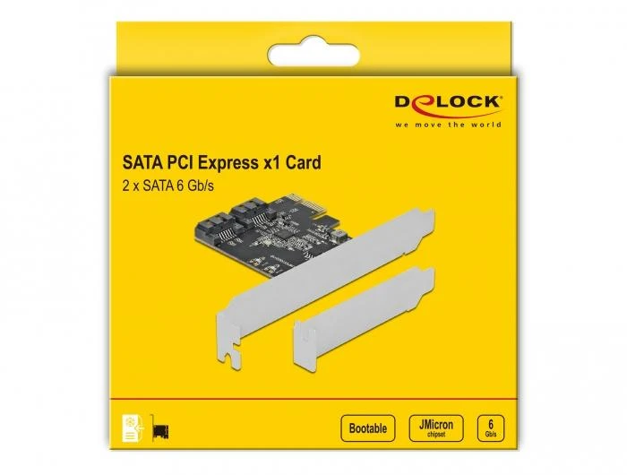 Delock 2 prievadų SATA PCI Express x1 plokštė – žemo profilio formatas